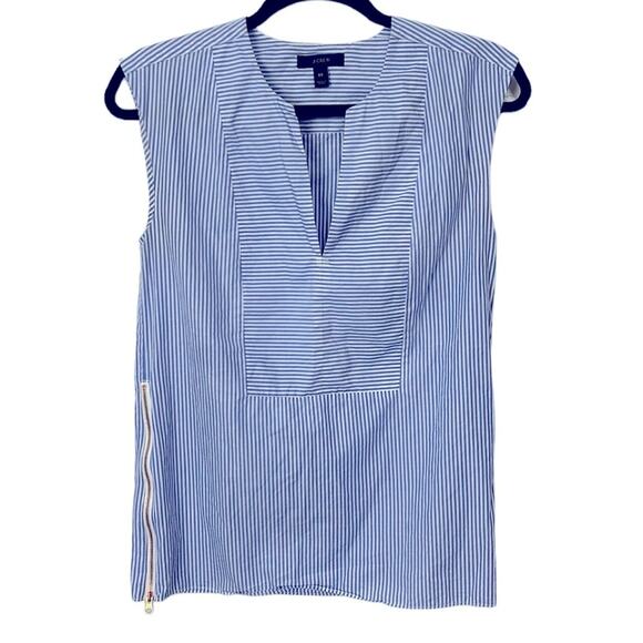 J.crew Sleeveless side-zip top in stripe women’s size 00 - Picture 2 of 5